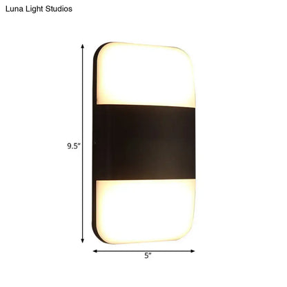 Modern black and white rectangular sconce light with sleek frame and warm white panels compatible with 220v-240v 110v-120v