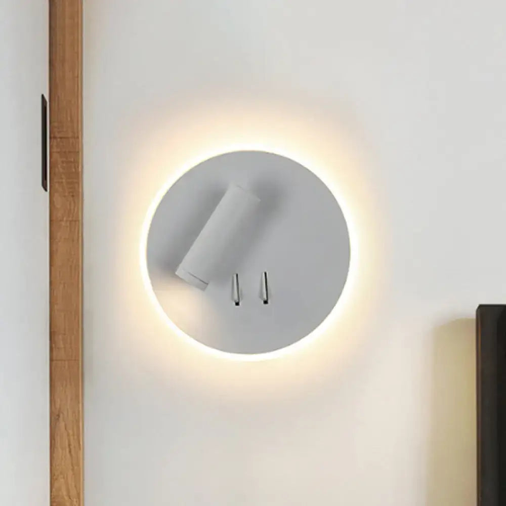 Modern black and white round wall lamp with integrated led lighting and minimalist design for bedroom wall light