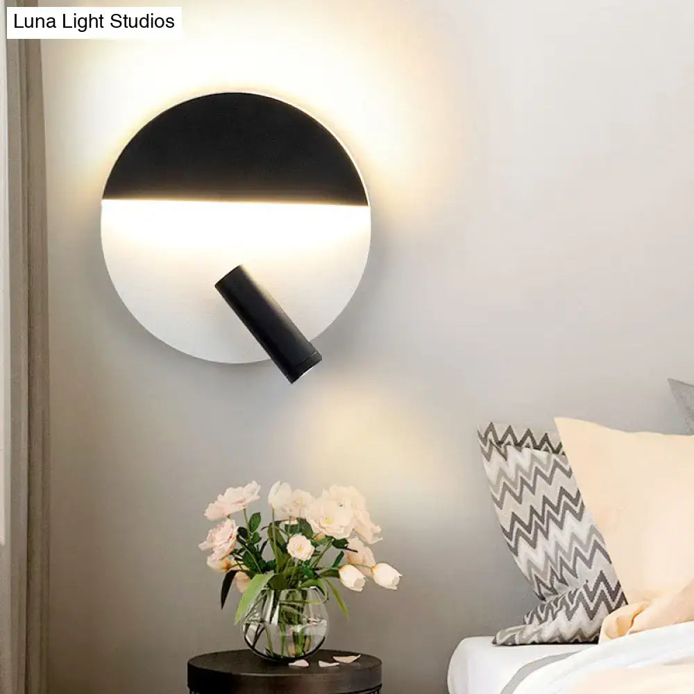 Modern black and white round wall lamp with sleek minimalist design wall light ideal for bedroom led spotlight