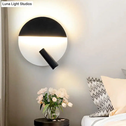 Modern black and white round wall lamp with sleek minimalist design wall light ideal for bedroom led spotlight