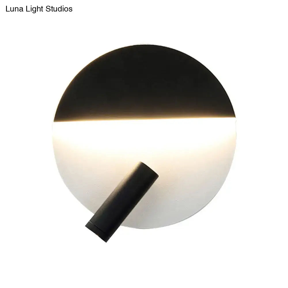 Modern black and white round wall lamp featuring a minimalist circular design for bedroom wall light and led spotlight