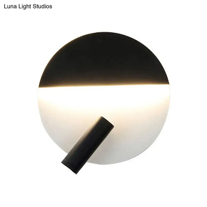 Modern black and white round wall lamp featuring a minimalist circular design for bedroom wall light and led spotlight