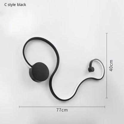 Modern black c-style wall lamp with curved metallic frame perfect for decorbites contemporary acrylic wall decor