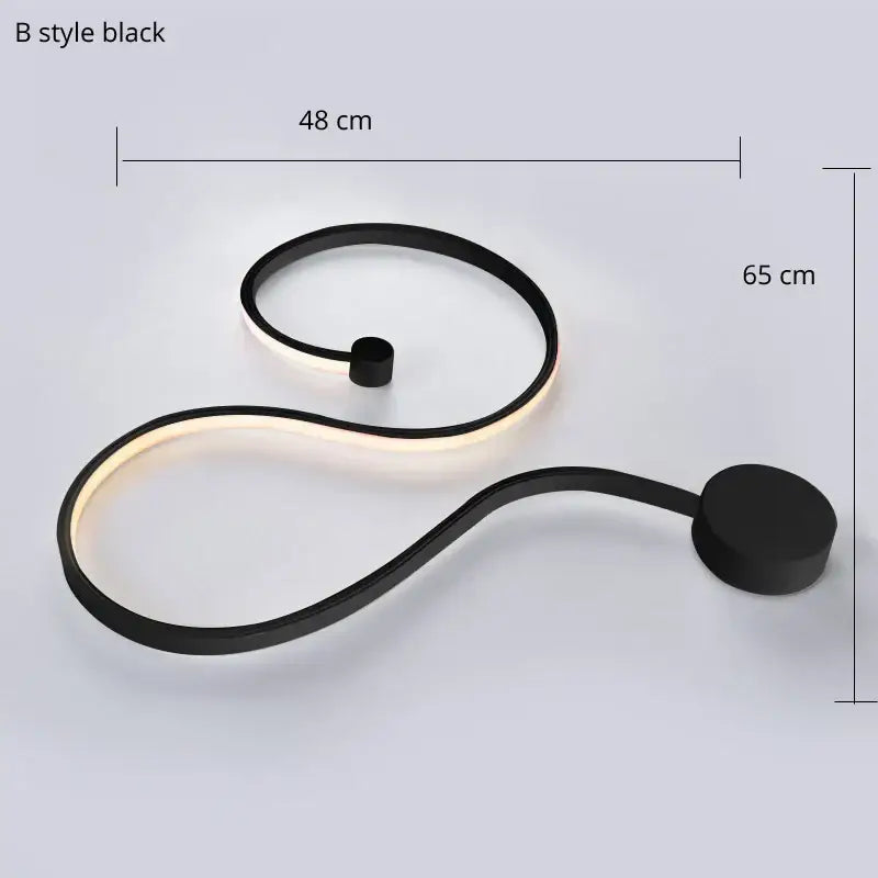 Black led wall lamp with sleek modern s-shaped design and illuminated edges for decorbites contemporary acrylic wall decor
