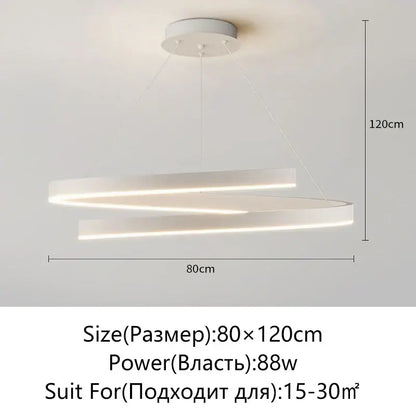 Modern black and white spiral chandelier featuring a white spiral chandelier design with two interlocking circular rings for decorbites black white living room pendant light