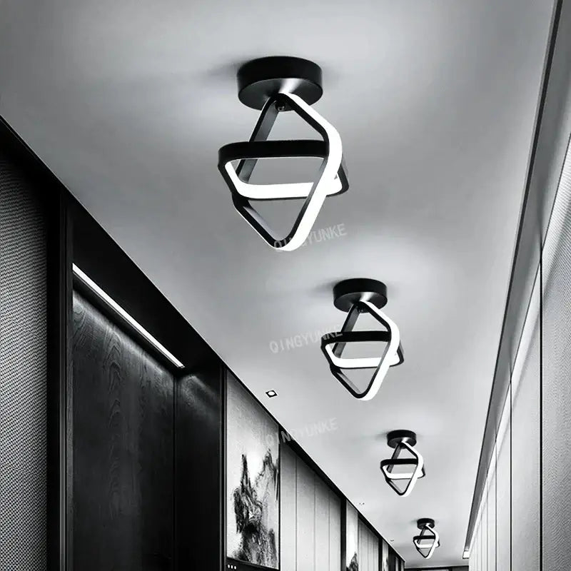 Modern black and white square led ceiling lamp with geometric design for corridors featuring a sleek led ceiling light