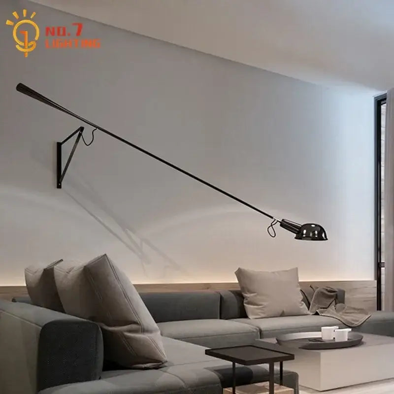 Modern black metal wall lamp with long swing arm and adjustable head perfect for living room decorbites adjustable led lighting