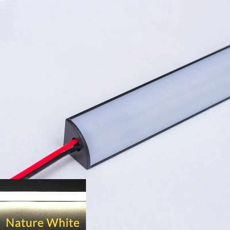 Modern black and white tube bar light featuring nature white led strip with sleek rectangular design and black edge casing