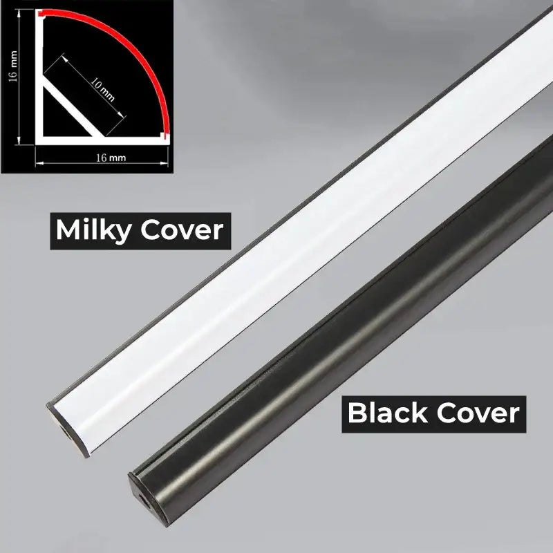 Two slim 16mm-wide modern black and white tube bar light strips with milky and matte black covers for decorbites led black bar light