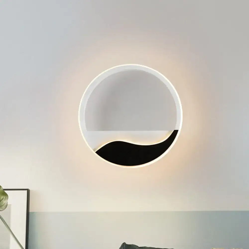 Modern black and white wave led wall light wall lamp with sleek frame and warm ambient light for bedroom use