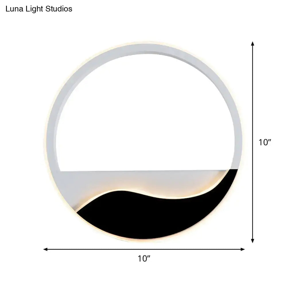 Modern black and white wave led wall light with sleek white frame and black wave panel wall lamp for bedroom use
