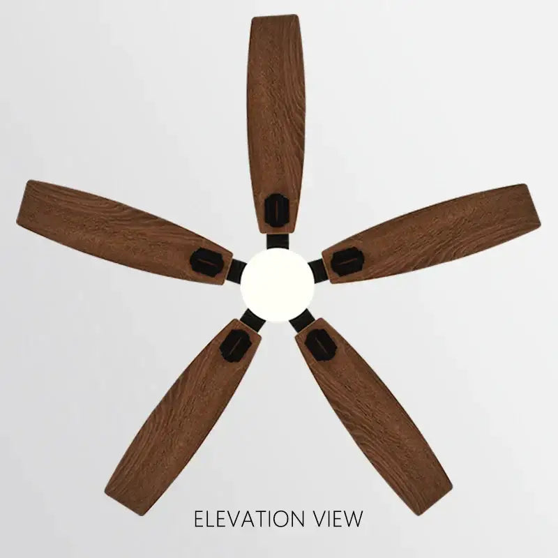 Modern black and wood blade ceiling fan with brown wood blades black hub and led light for living room ceiling fan