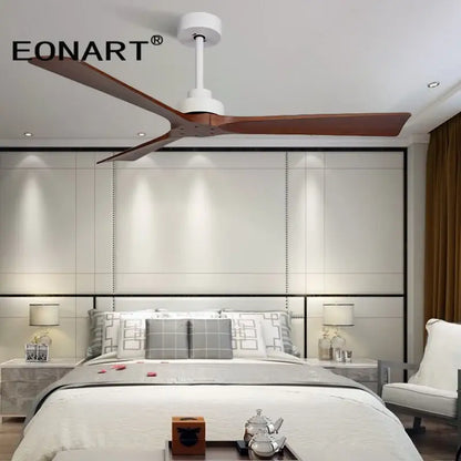 Eonart ceiling fan with three dark wood blades and white housing for modern black wooden ceiling decorbites black wooden use