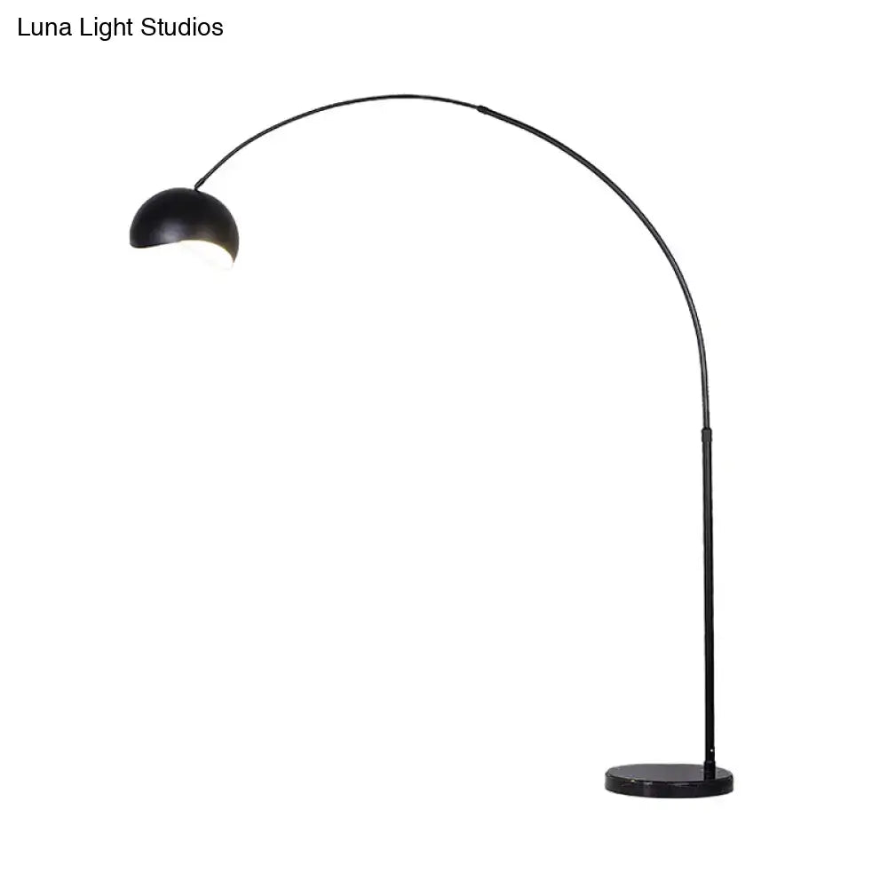 Black yellow DecorBites™ modern metal fishing rod floor lamp with sleek curved frame and dome shade suitable for LED incandescent fluorescent 220v-240v 110v-120v