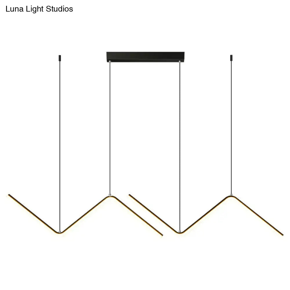 Modern black decorbites z-shaped metal led suspension light fixture with sleek angular arms and warm glow metal finish adds elegance