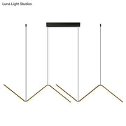 Modern black decorbites z-shaped metal led suspension light fixture with sleek angular arms and warm glow metal finish adds elegance