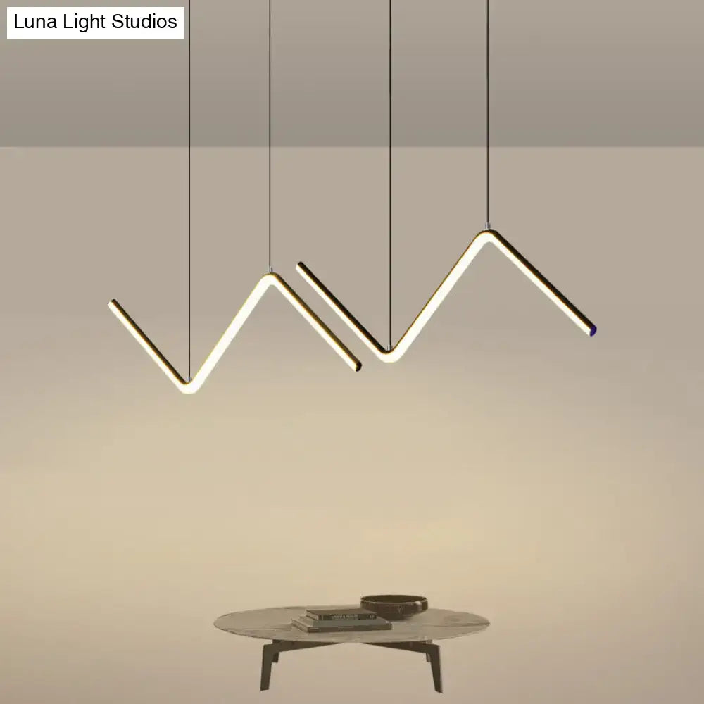 DecorBites™ z-shaped metal led suspension light fixture with metal finish adds warm white glow for restaurant decor