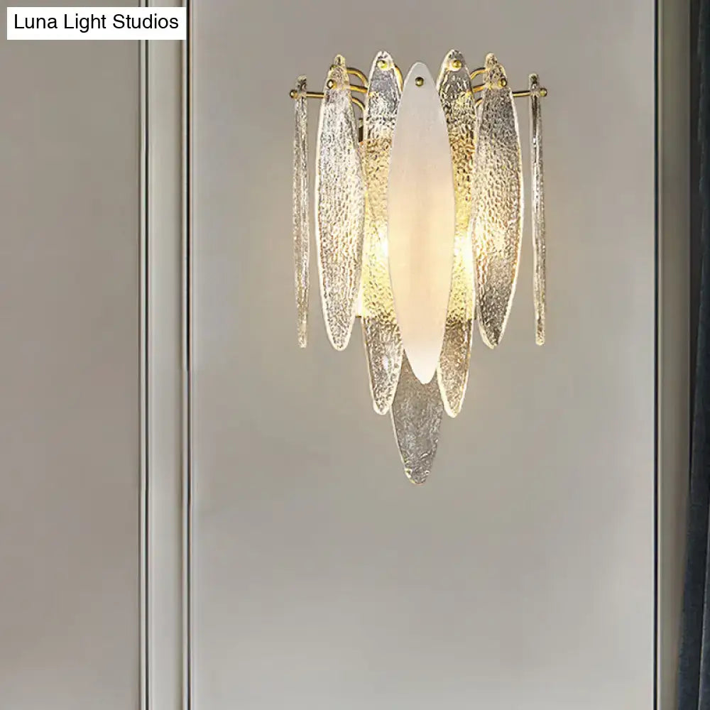 Modern blue and amber glass fish wall lamp with frosted white and silver textured glass suitable for 110v-120v led lighting