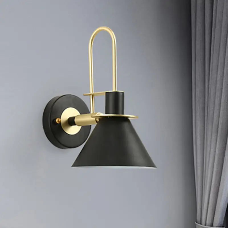 Black and brass industrial style wall sconce with conical shade modern blue and brass pyramid e26 e27 light for bedroom