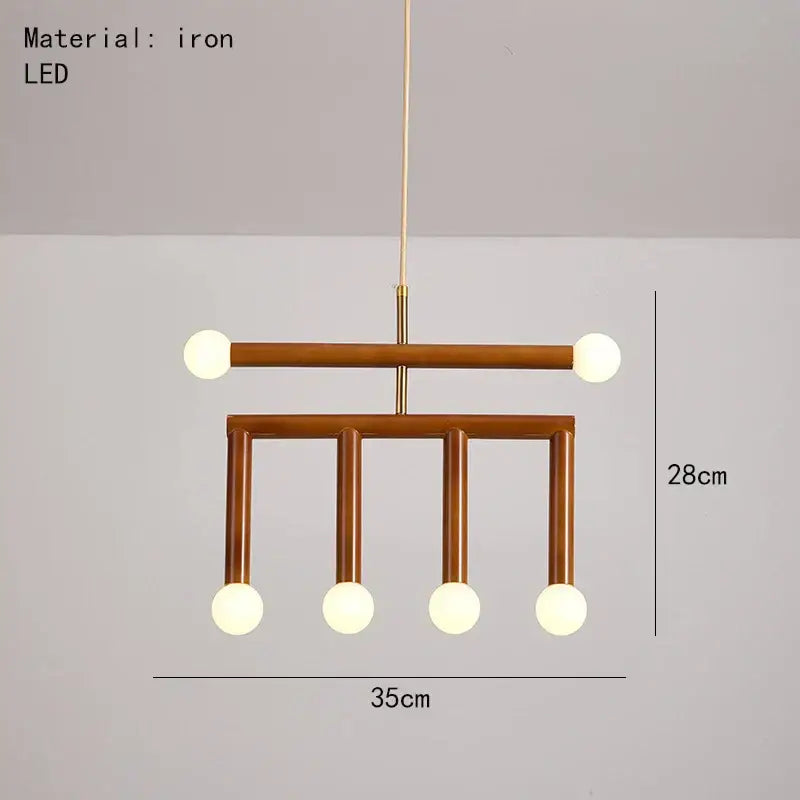 Modern blue and wood pendant lamp with bronze-finished iron chandelier and five spherical led bulbs for dining room decorbites colorful metal