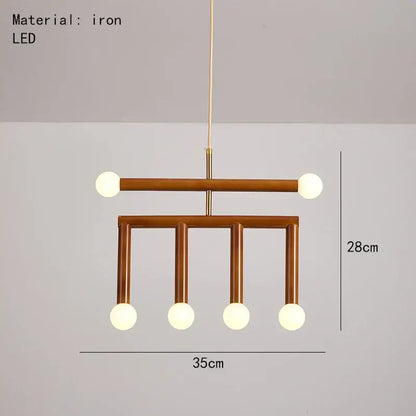 Modern blue and wood pendant lamp with bronze-finished iron chandelier and five spherical led bulbs for dining room decorbites colorful metal