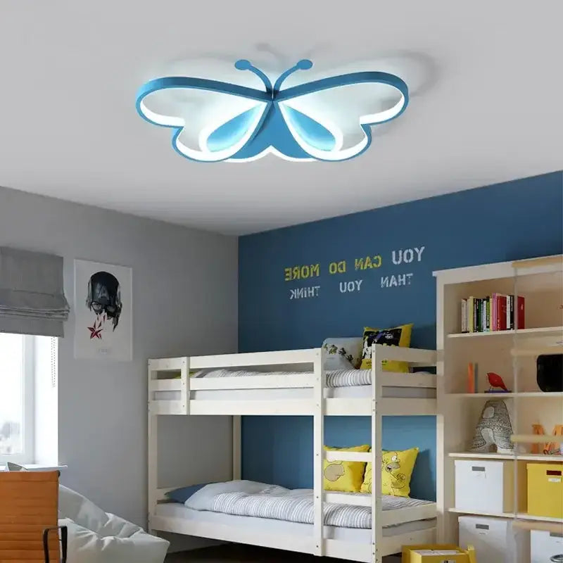 Modern blue butterfly ceiling light with illuminated wings and antennae ideal for bedroom decorbites butterfly ceiling decor