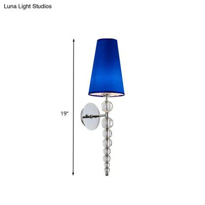 Modern blue and chrome crystal bead sconce light with cobalt shade and glass spheres for living room 220v-240v 110v-120v