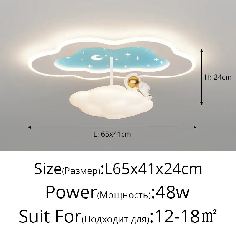 Modern blue decorbites cloud airplane chandelier features a whimsical cloud shape with astronaut and soft led lighting