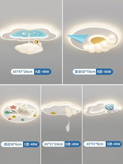 Modern blue decorbites cloud airplane chandelier bedroom light with whimsical pastel cloud shapes and delicate star and airplane details