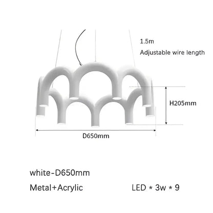 White arched pendant light with modern sculptural design made of metal and acrylic decorbites blue metal arch chandelier