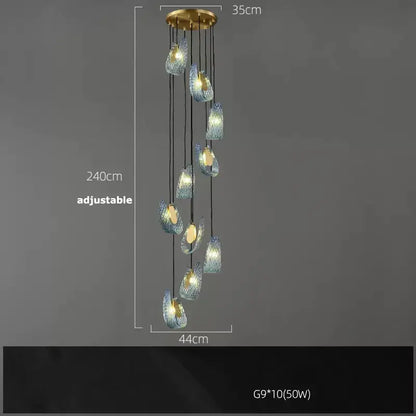 Modern blue queen crystal glass chandelier with ten translucent blue glass shades and brass ceiling mount for living room decorbites blue queen