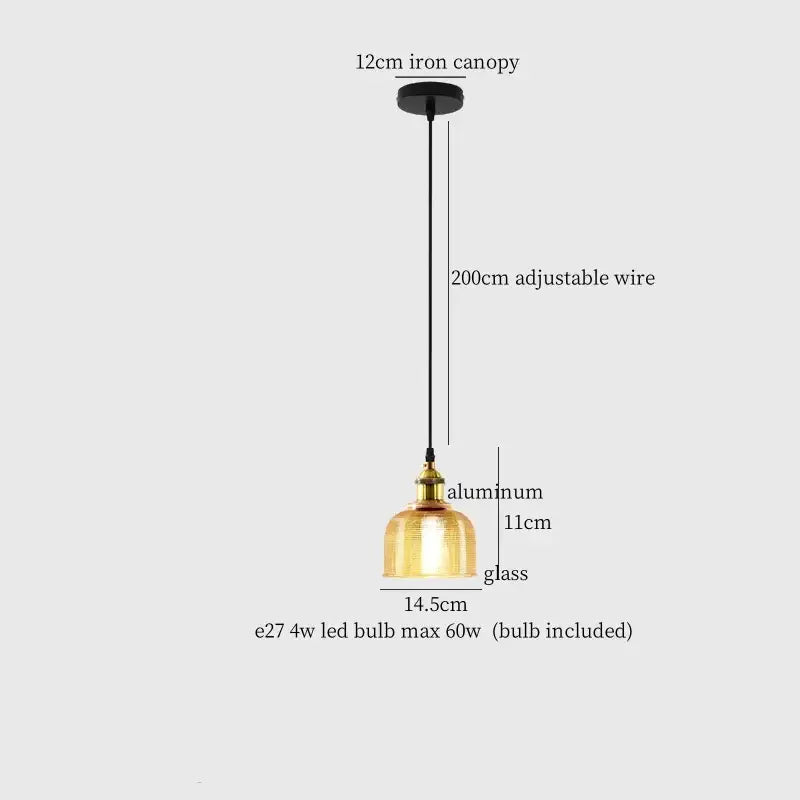 A warm-toned glass led hanging lamp with aluminum frame and black iron canopy for colorful glass led decorbites decor