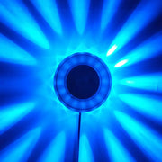 Modern blue ufo karaoke bar wall light with circular led fixture and radiating beams for bedroom installation
