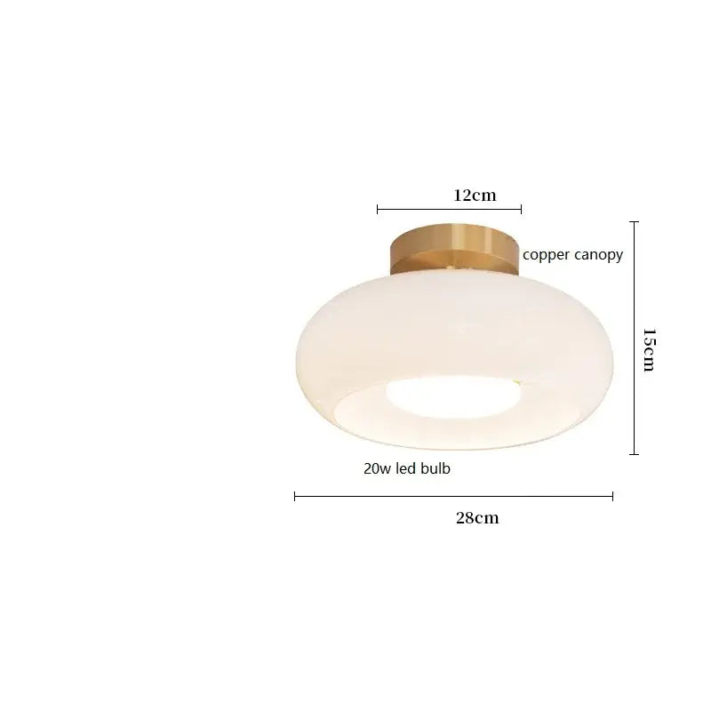 Modern brass and amber glass pendant light with frosted dome and copper bauhaus led canopy for kitchen lighting