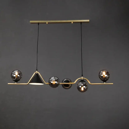 Modern brass and black glass pendant light with geometric design decorbites minimal gold ball hanging island lamp