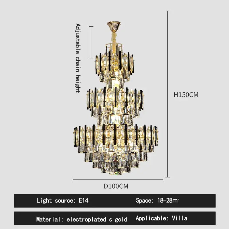 Modern brass and black crystal hollow villa chandelier with electroplated gold and crystal droplets for living room decorbites crystal hollow