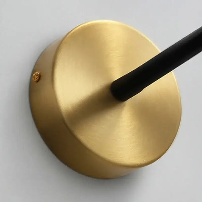 Brass-finished circular wall lamp base with black stem for decorbites adjustable arm copper bedroom reading light
