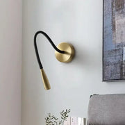 Modern brass and black wall lamp with decorbites adjustable arm copper reading light and flexible gooseneck head