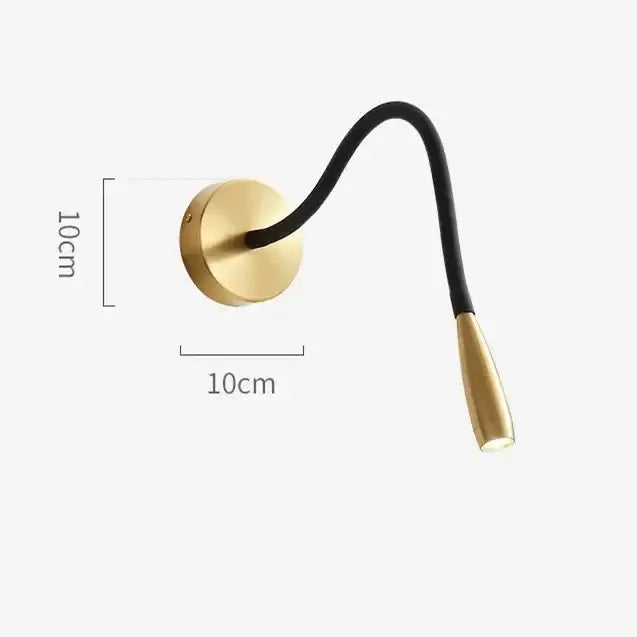 Modern brass and black wall lamp with decorbites adjustable arm copper reading light and flexible black gooseneck