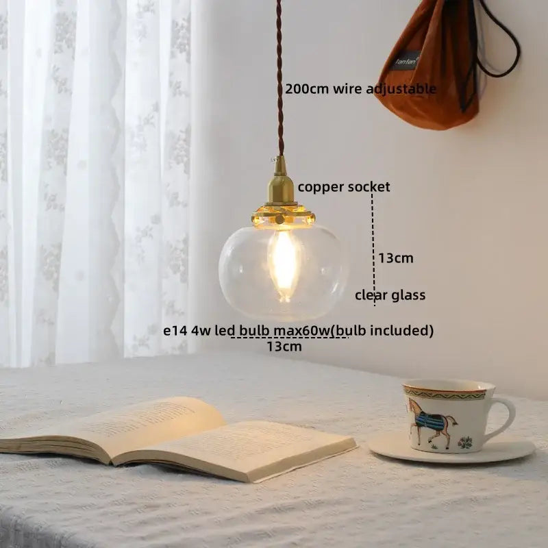 Modern brass and clear glass chandelier pendant light with adjustable 200cm wire for dining room illumination