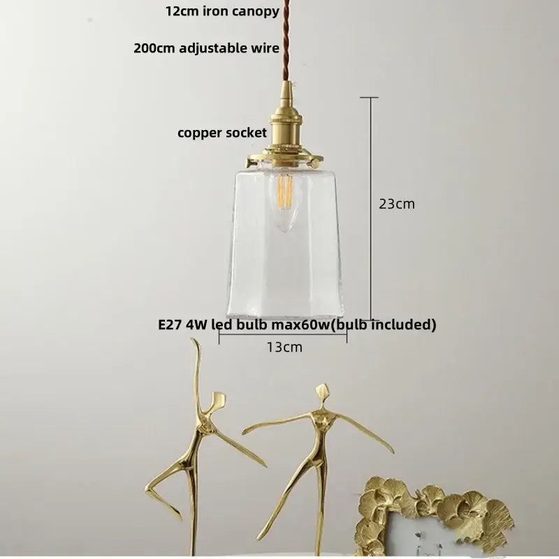 Modern brass and clear glass led pendant lamp with decorbites clear glass for dining room lighting