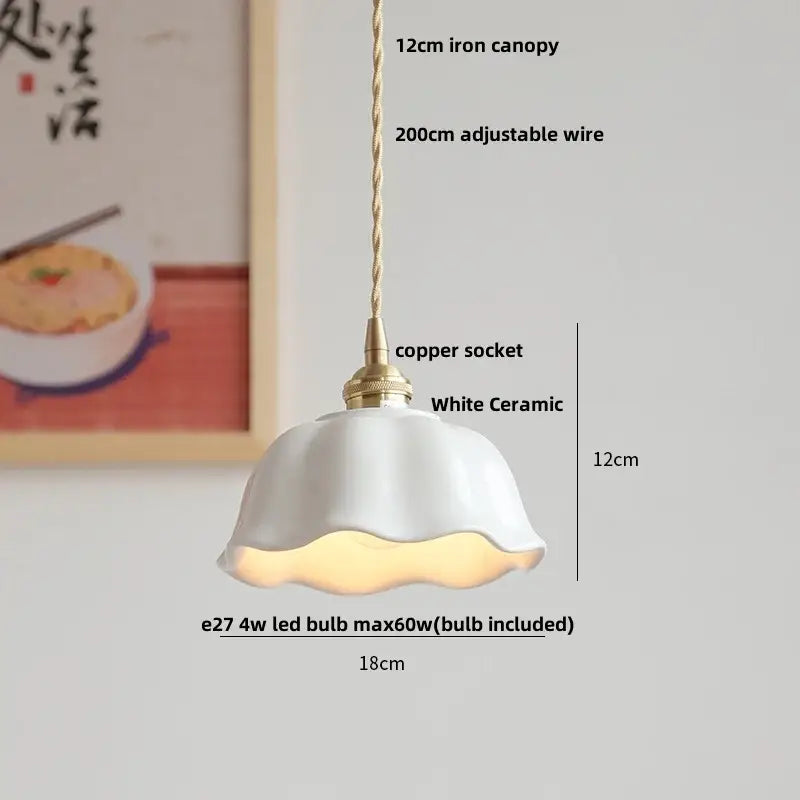 Modern brass and clear glass led pendant lamp with white ceramic fluted design and brass accents for dining room decorbites clear glass