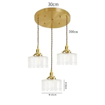 Modern brass pendant light with gold-toned three-light design clear glass led shades for dining room decorbites clear glass