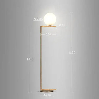 Modern brass pendant light with gold finish, frosted glass ball, and minimalist geometric frame for dining room decorbites light fixture