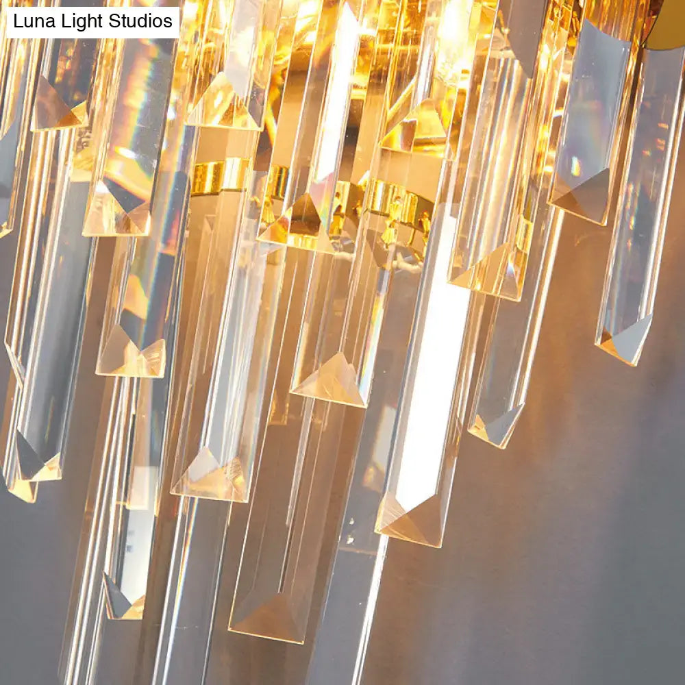 Modern brass and k9 crystal wall sconce led bedroom light with golden faceted rods refracting light for 220v-240v 110v-120v use