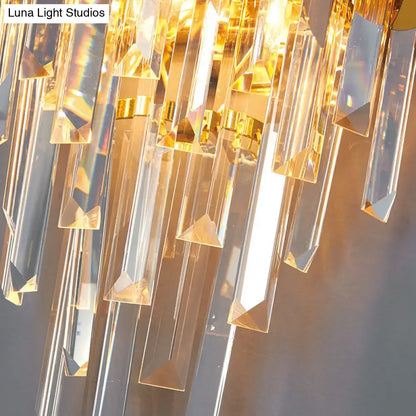 Modern brass and k9 crystal wall sconce led bedroom light with golden faceted rods refracting light for 220v-240v 110v-120v use