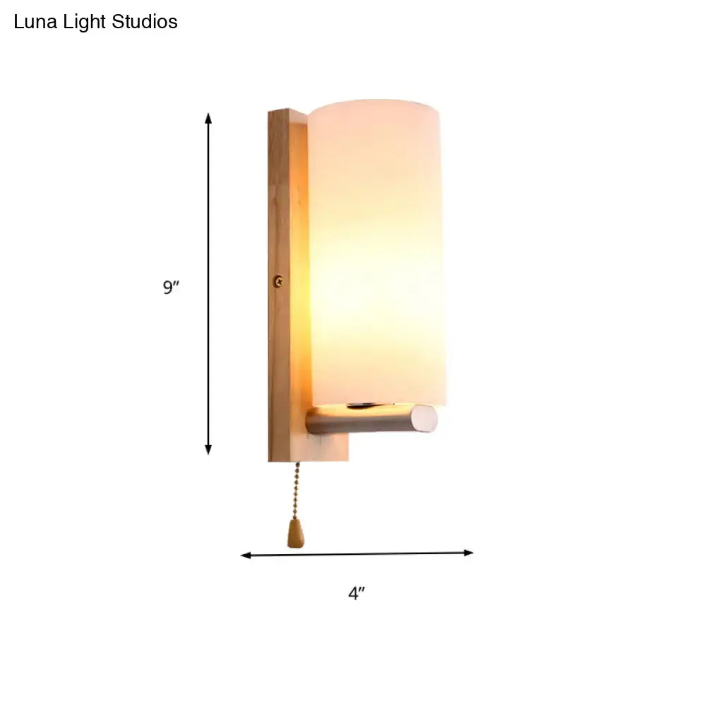 Modern brass wall lamp with opal glass and wooden backplate featuring brushed metal accents for 220v-240v use