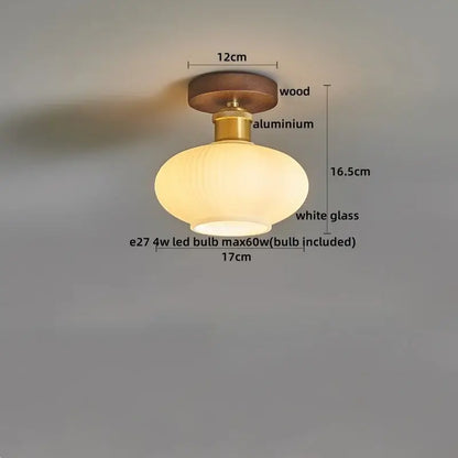 Modern brass and wood led ceiling light with frosted oval glass shade and brass-colored aluminum stem for bedroom decorbites ceiling light