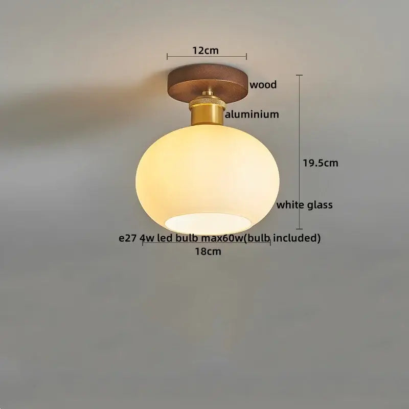 Modern brass and wood led ceiling light with warm white frosted glass and wooden mount for bedroom decorbites led ceiling