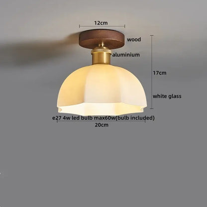 Modern brass and wood led ceiling light with frosted glass dome warm-toned design for bedroom decorbites led ceiling